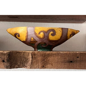 Liz Kinder Studio Pottery Boat Shaped Bowl 10" Artist Signed Phyllis